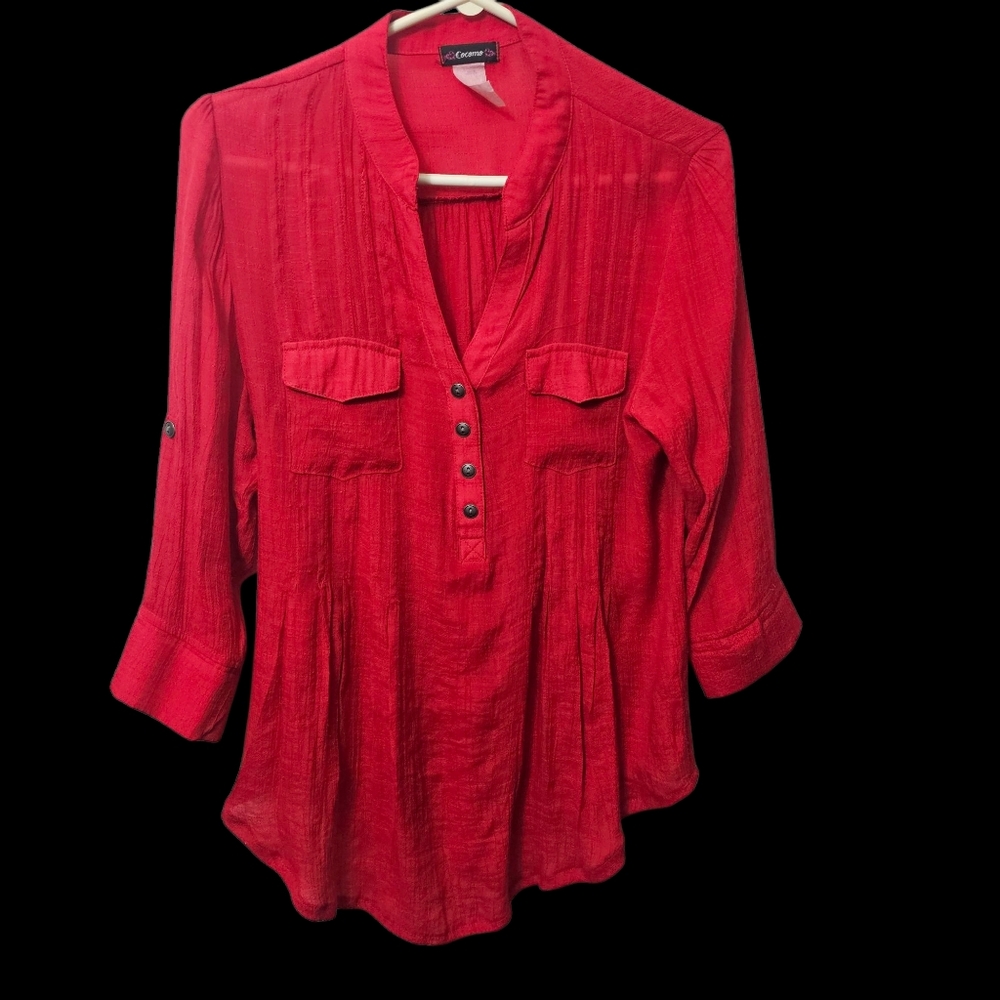 Cocomo Red Button-Up Women's Top Size Medium
